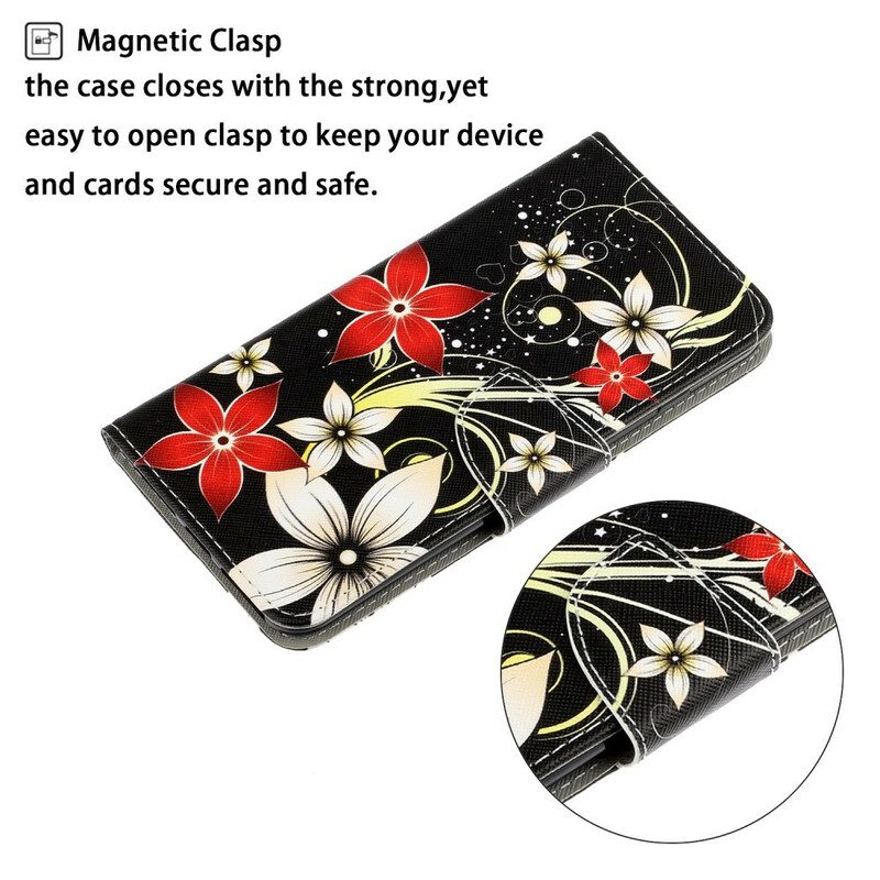 Custodia in pelle Xiaomi Redmi 9C Fiori Strappy Colorati