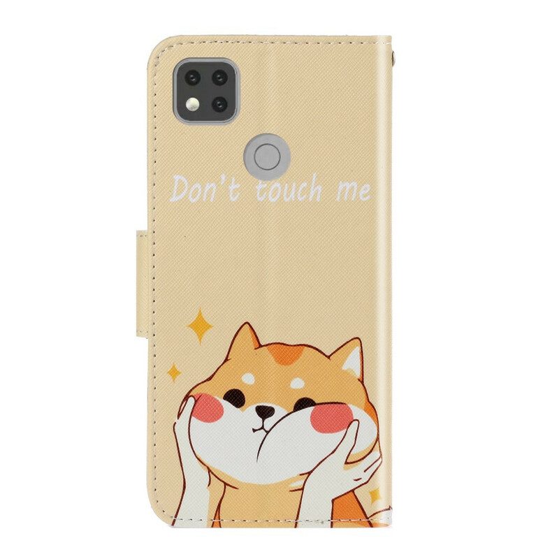 Custodia in pelle Xiaomi Redmi 9C Gatto Non Toccarmi Con La Cinghia