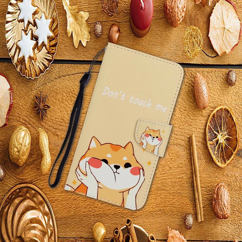 Custodia in pelle Xiaomi Redmi 9C Gatto Non Toccarmi Con La Cinghia