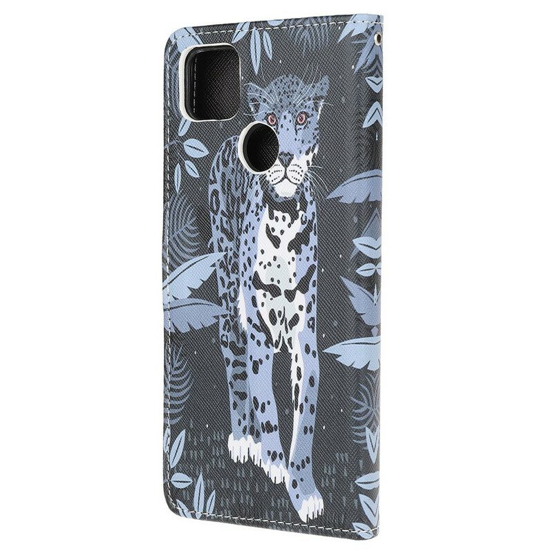 Custodia in pelle Xiaomi Redmi 9C Leopardo Con Spalline