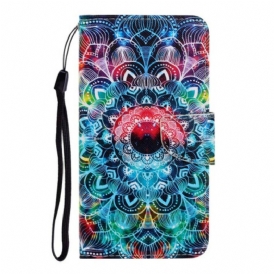 Custodia in pelle Xiaomi Redmi 9C Mandala Con Spalline Vistose