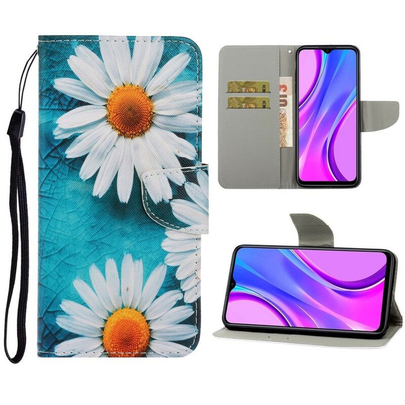 Custodia in pelle Xiaomi Redmi 9C Margherite Perizoma