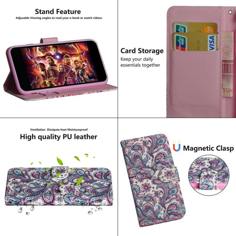 Custodia in pelle Xiaomi Redmi 9C Modelli Di Fiori