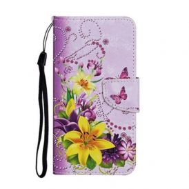 Custodia in pelle Xiaomi Redmi 9C Perizoma Farfalle E Fiori Del Sud