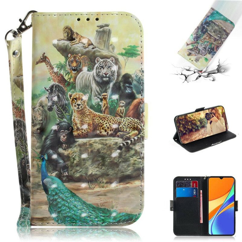 Custodia in pelle Xiaomi Redmi 9C Perizoma Safari Animali