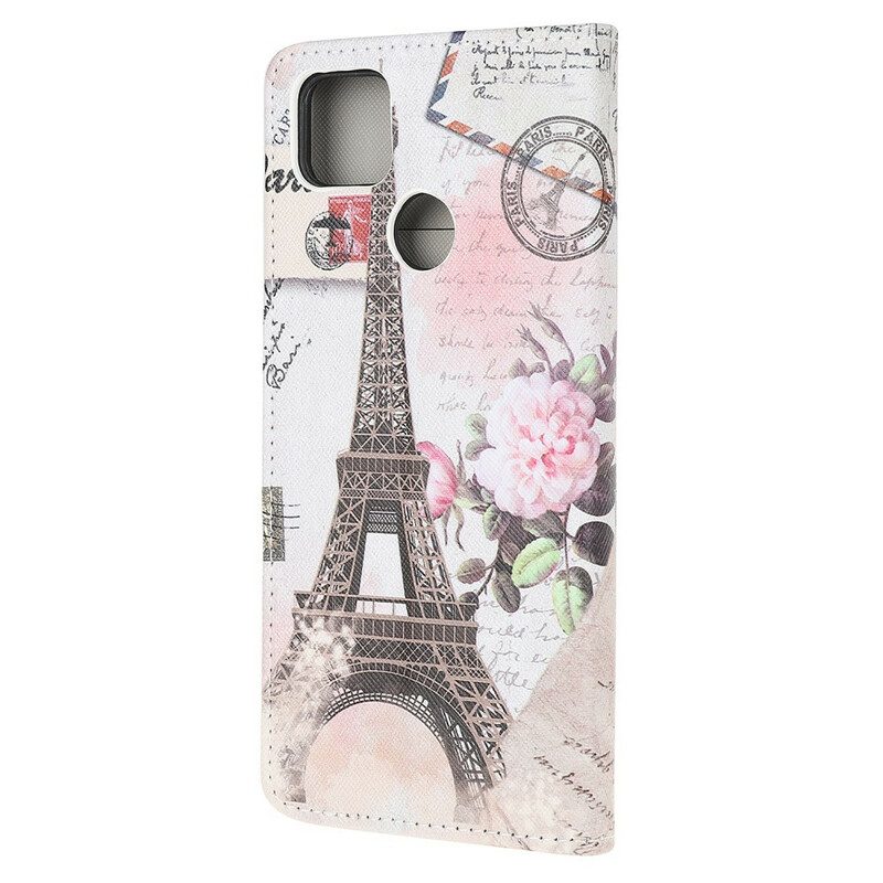 Custodia in pelle Xiaomi Redmi 9C Retrò Torre Eiffel