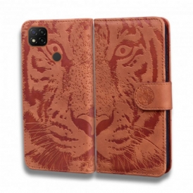 Custodia in pelle Xiaomi Redmi 9C Stampa Faccia Di Tigre