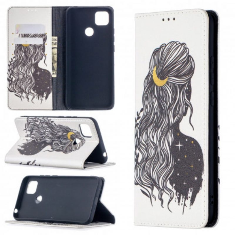 Folio Cover Xiaomi Redmi 9C Custodia in pelle Bei Capelli