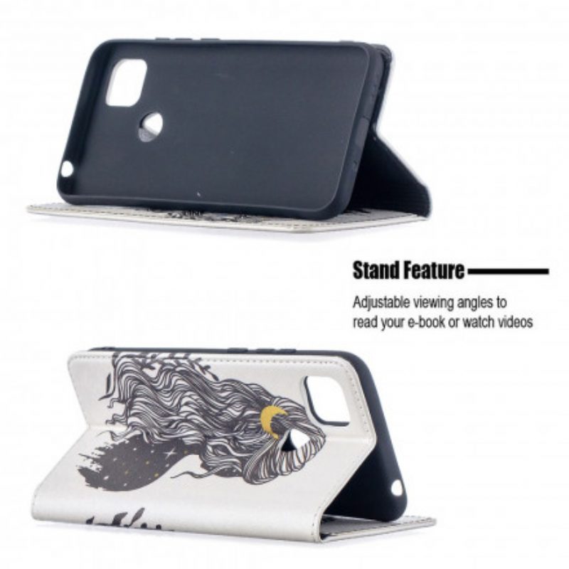 Folio Cover Xiaomi Redmi 9C Custodia in pelle Bei Capelli