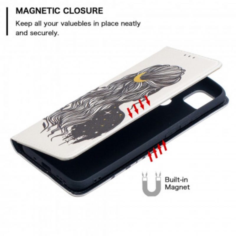 Folio Cover Xiaomi Redmi 9C Custodia in pelle Bei Capelli