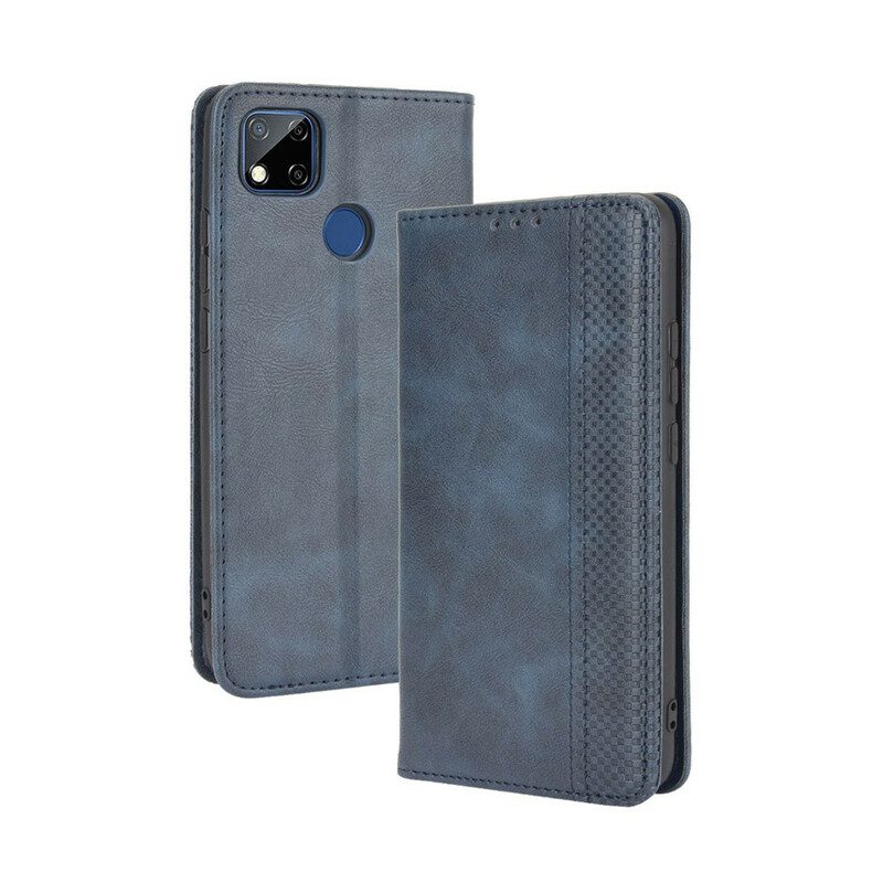 Folio Cover Xiaomi Redmi 9C Custodia in pelle Effetto Pelle Vintage Stilizzato