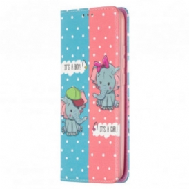 Folio Cover Xiaomi Redmi 9C Custodia in pelle Elefantini