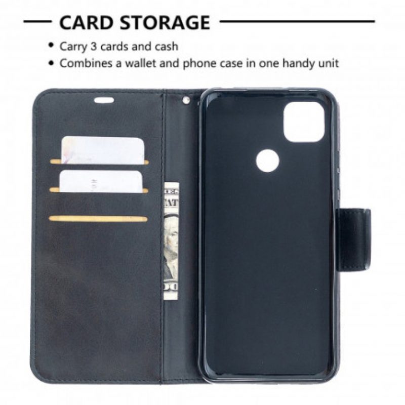 Folio Cover Xiaomi Redmi 9C Custodia in pelle Lembo Liscio Obliquo
