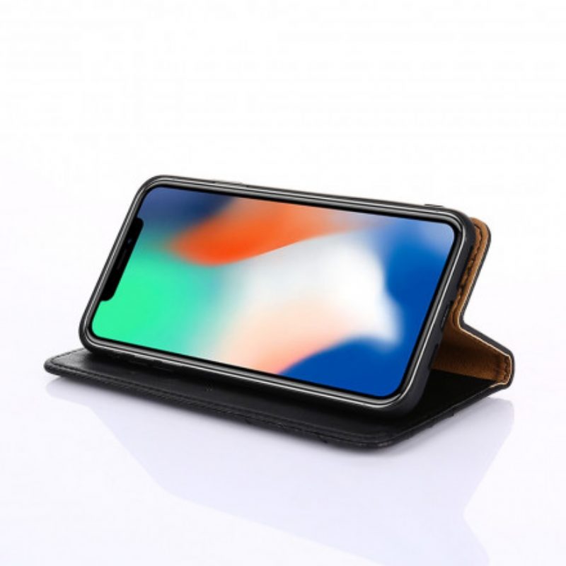 Folio Cover Xiaomi Redmi 9C Custodia in pelle Rivetto In Pelle Stile