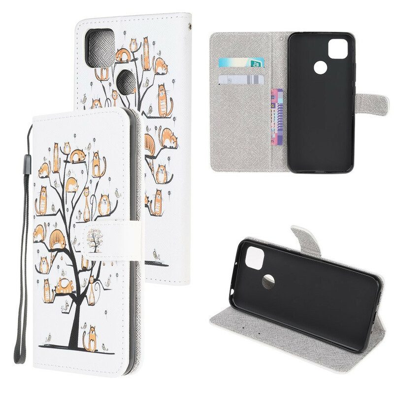 Folio Cover Xiaomi Redmi 9C Gatti Funky Con Cinturino