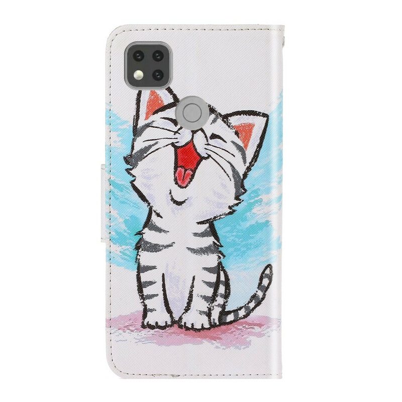 Folio Cover Xiaomi Redmi 9C Gattino Di Colore Strappy