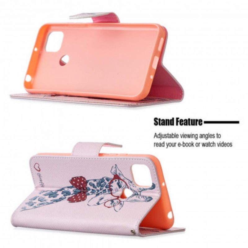 Folio Cover Xiaomi Redmi 9C Giraffa Intelligente