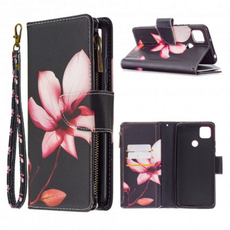 Folio Cover Xiaomi Redmi 9C Tasca Con Zip A Fiore