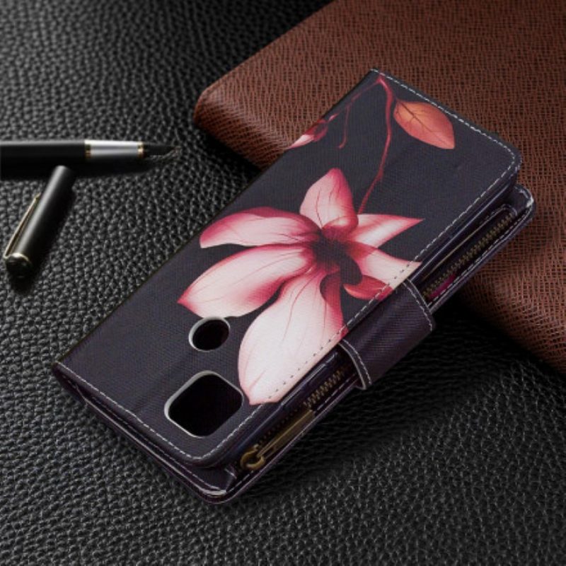 Folio Cover Xiaomi Redmi 9C Tasca Con Zip A Fiore