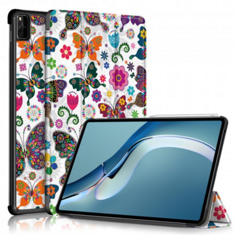 Custodia Huawei MatePad Pro 12.6 (2021) Farfalle E Fiori Retrò Migliorati