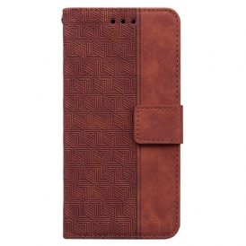 Custodia in pelle Realme C31 Ecopelle Geometrica Con Cinturino