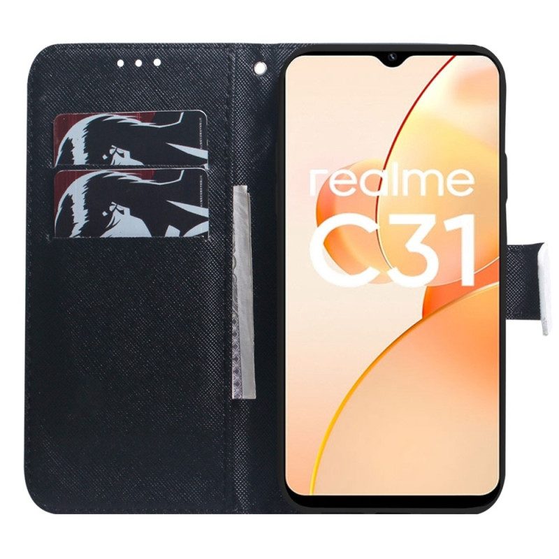 Custodia in pelle Realme C31 Simpatico Panda