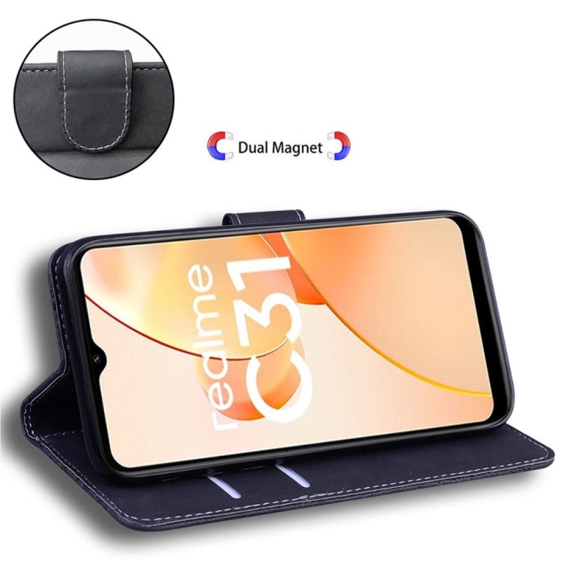 Custodia in pelle Realme C31 Stampa Faccia Di Tigre