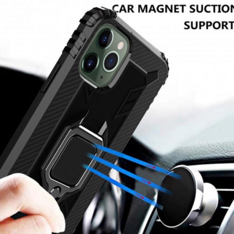 Cover iPhone 11 Pro Max Anello E Fibra Di Carbonio