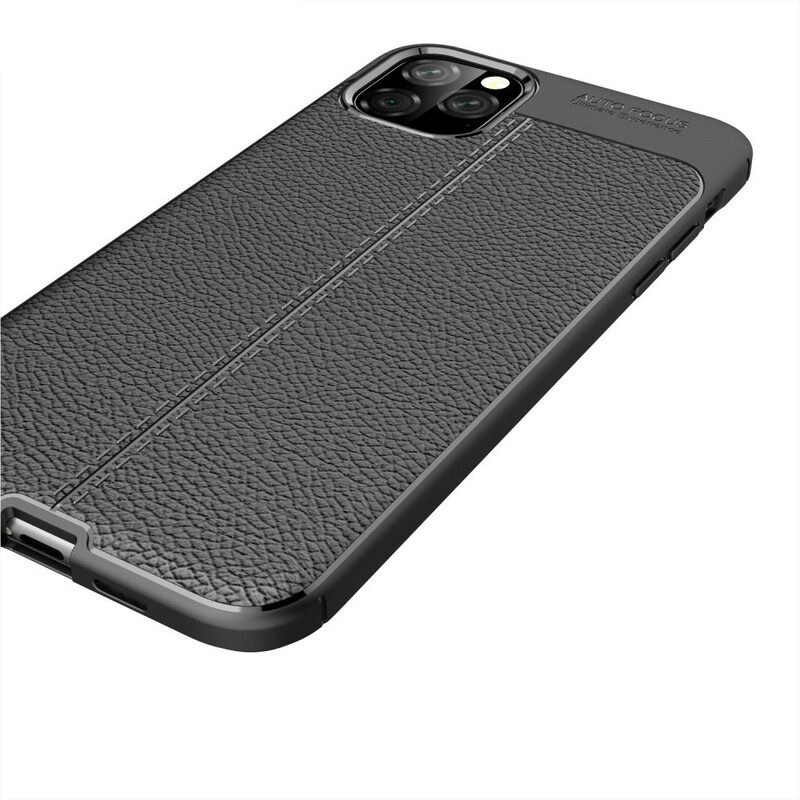 Cover iPhone 11 Pro Max Doppia Linea Litchi Effetto Pelle