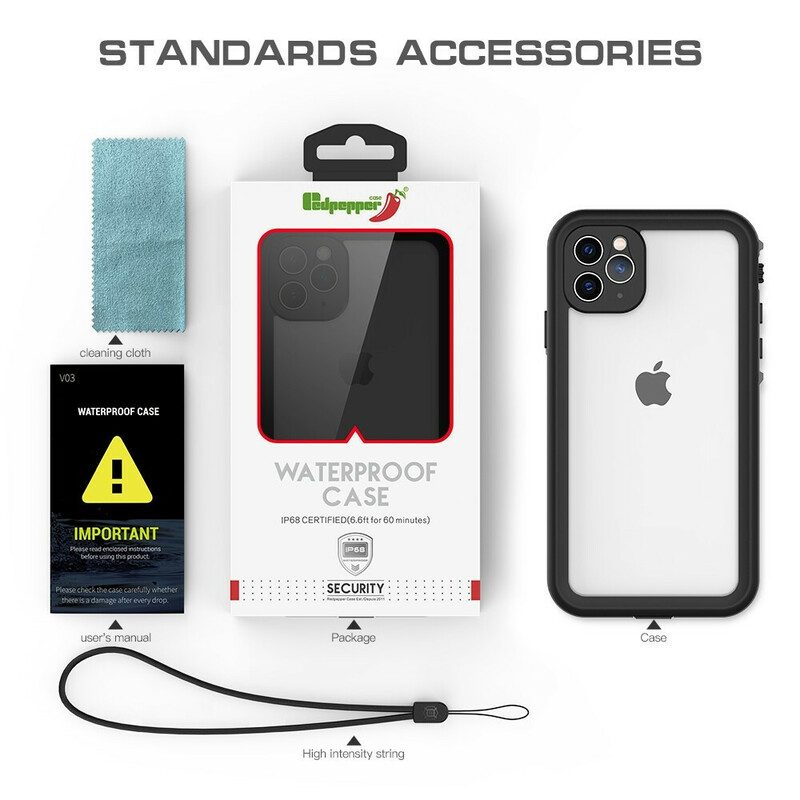 Cover iPhone 11 Pro Max Pepe Rosso Impermeabile