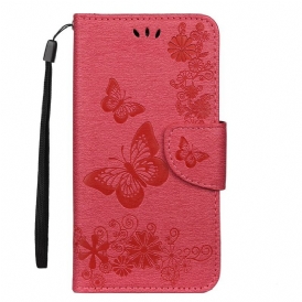 Custodia in pelle iPhone 11 Pro Max Discovery Farfalle Con Cordino