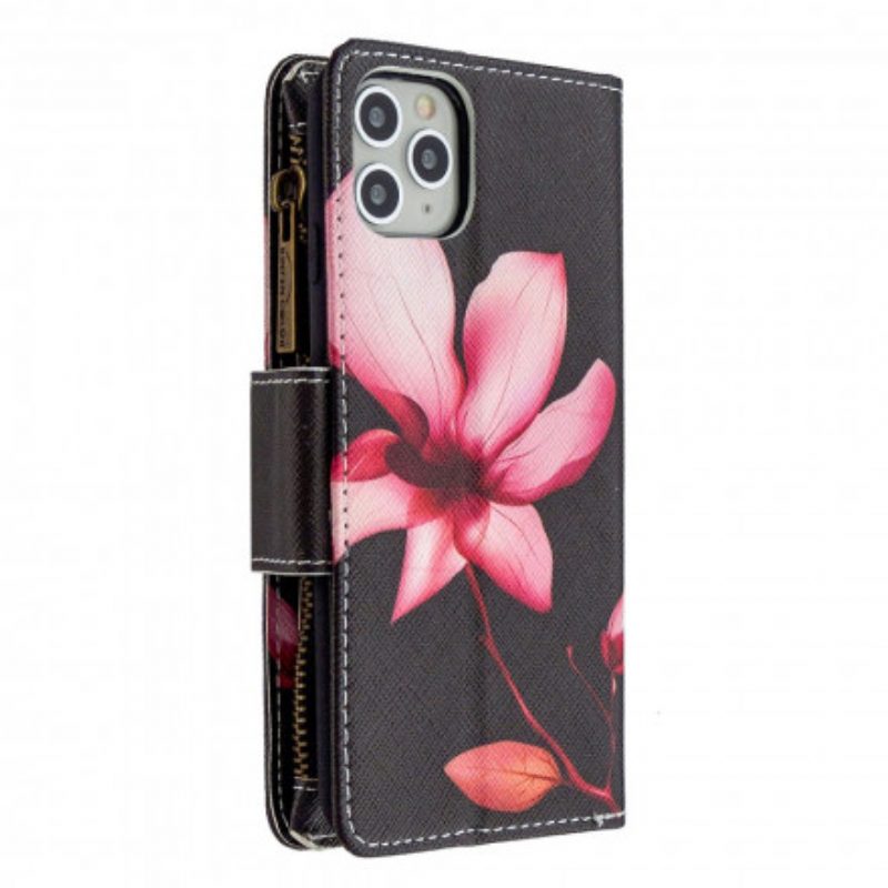 Custodia in pelle iPhone 11 Pro Max Tasca Con Zip A Fiore