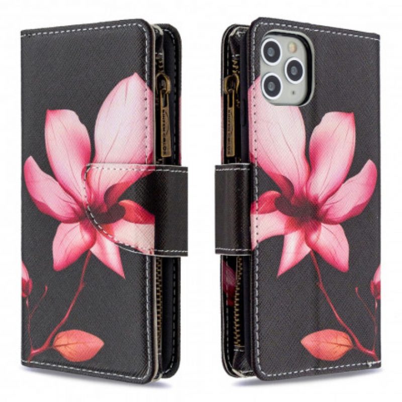 Custodia in pelle iPhone 11 Pro Max Tasca Con Zip A Fiore