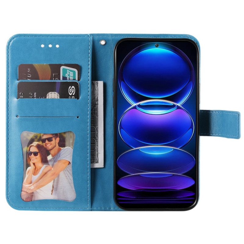 Custodia in pelle Xiaomi Redmi Note 12 5G Cinghia Fiore Mandala