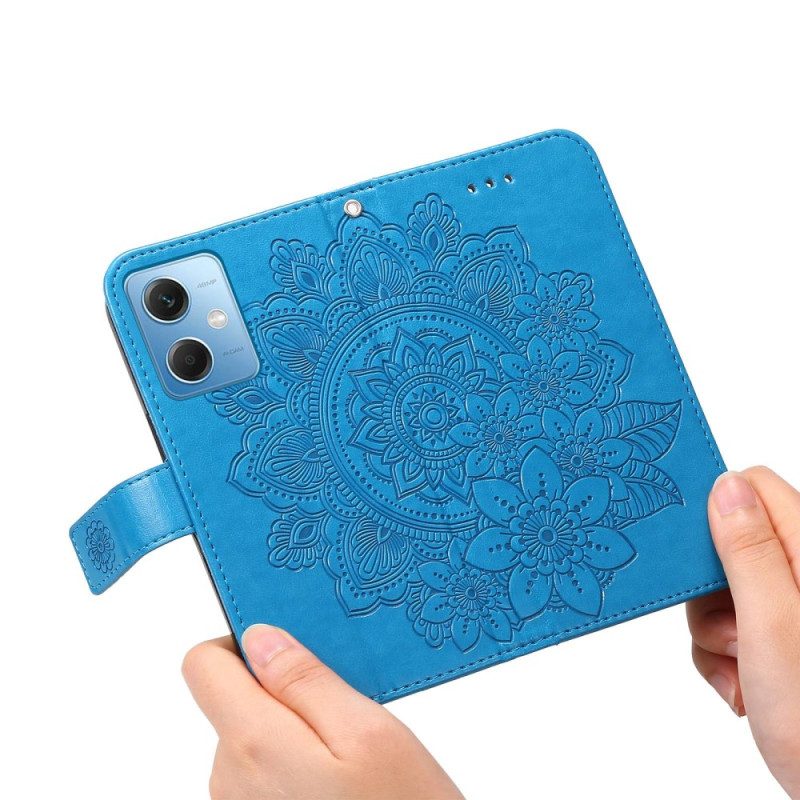 Custodia in pelle Xiaomi Redmi Note 12 5G Cinghia Fiore Mandala