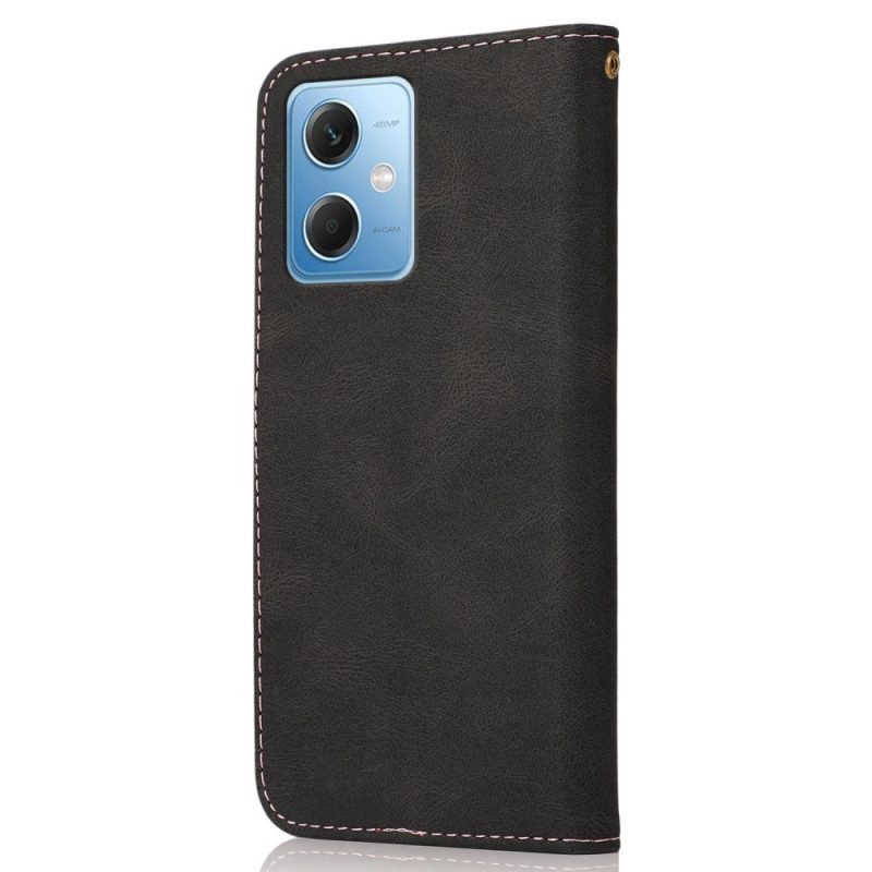 Custodia in pelle Xiaomi Redmi Note 12 5G Cinturino Bicolore