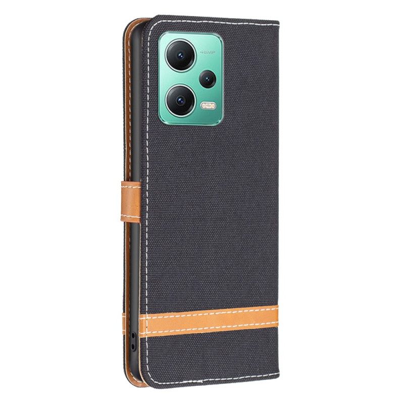 Custodia in pelle Xiaomi Redmi Note 12 5G Cinturino Effetto Tessuto E Pelle