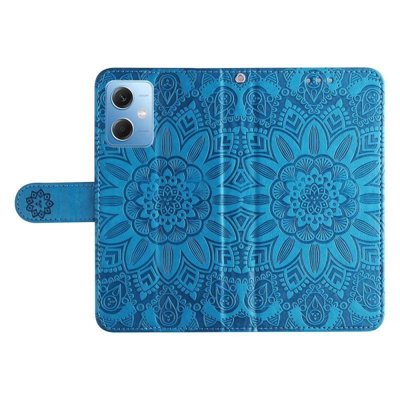 Custodia in pelle Xiaomi Redmi Note 12 5G Decorazione Mandala Con Cinturino