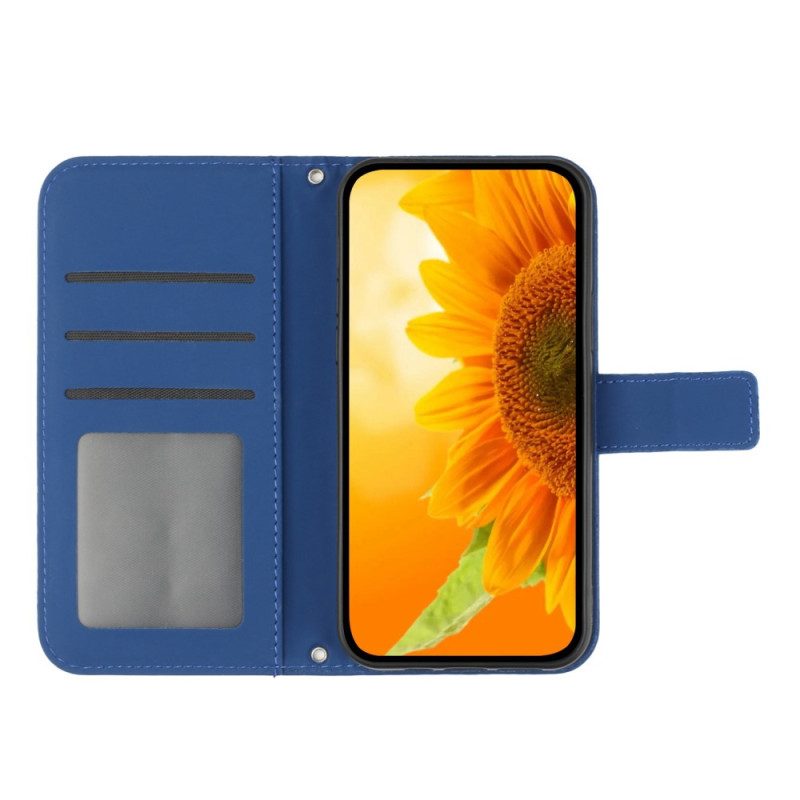 Custodia in pelle Xiaomi Redmi Note 12 5G Fiore Con Cordino
