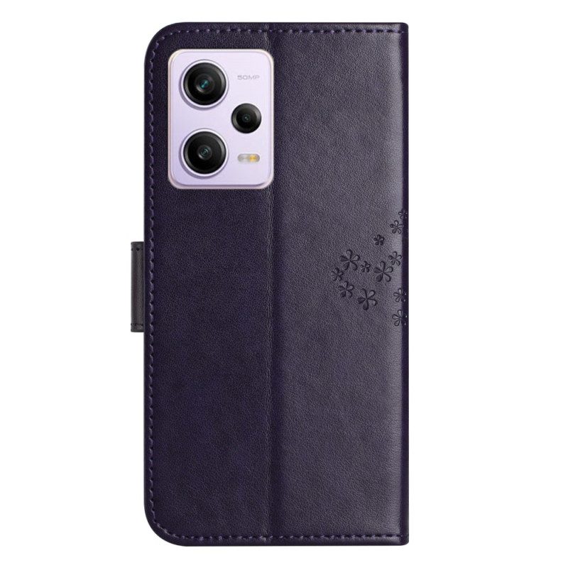Custodia in pelle Xiaomi Redmi Note 12 5G Perizoma Albero E Gufi