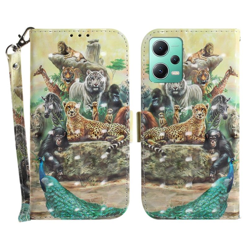 Custodia in pelle Xiaomi Redmi Note 12 5G Perizoma Safari Animali