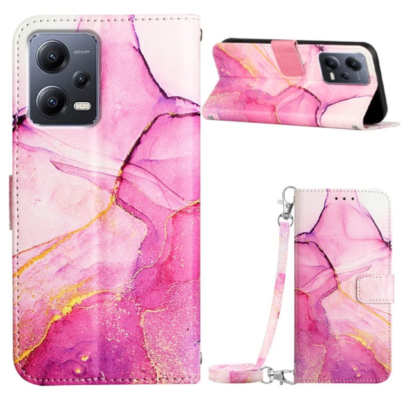 Custodia in pelle Xiaomi Redmi Note 12 5G Tracolla In Marmo