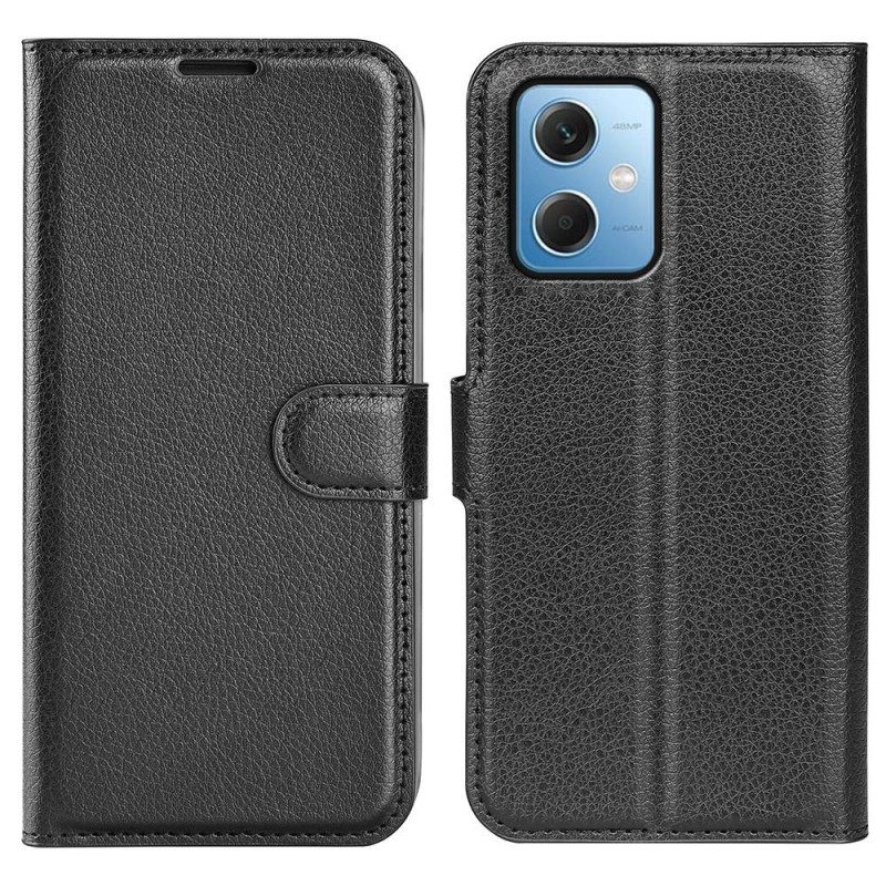 Folio Cover Xiaomi Redmi Note 12 5G Classico Effetto Pelle Litchi