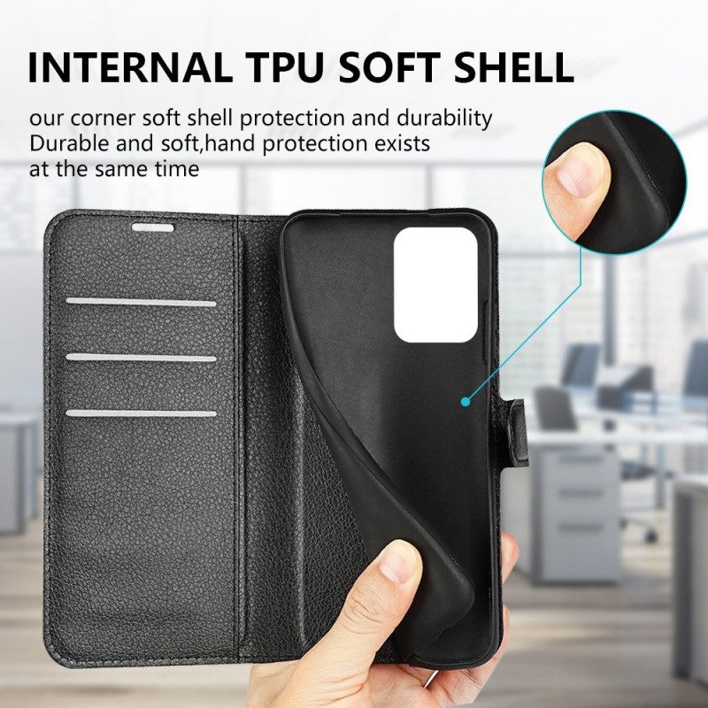 Folio Cover Xiaomi Redmi Note 12 5G Classico Effetto Pelle Litchi