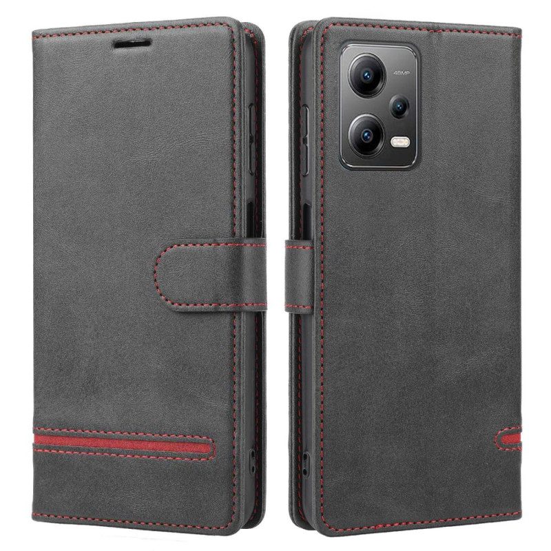 Folio Cover Xiaomi Redmi Note 12 5G Linea Effetto Pelle