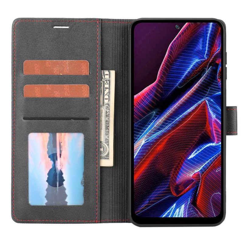 Folio Cover Xiaomi Redmi Note 12 5G Linea Effetto Pelle