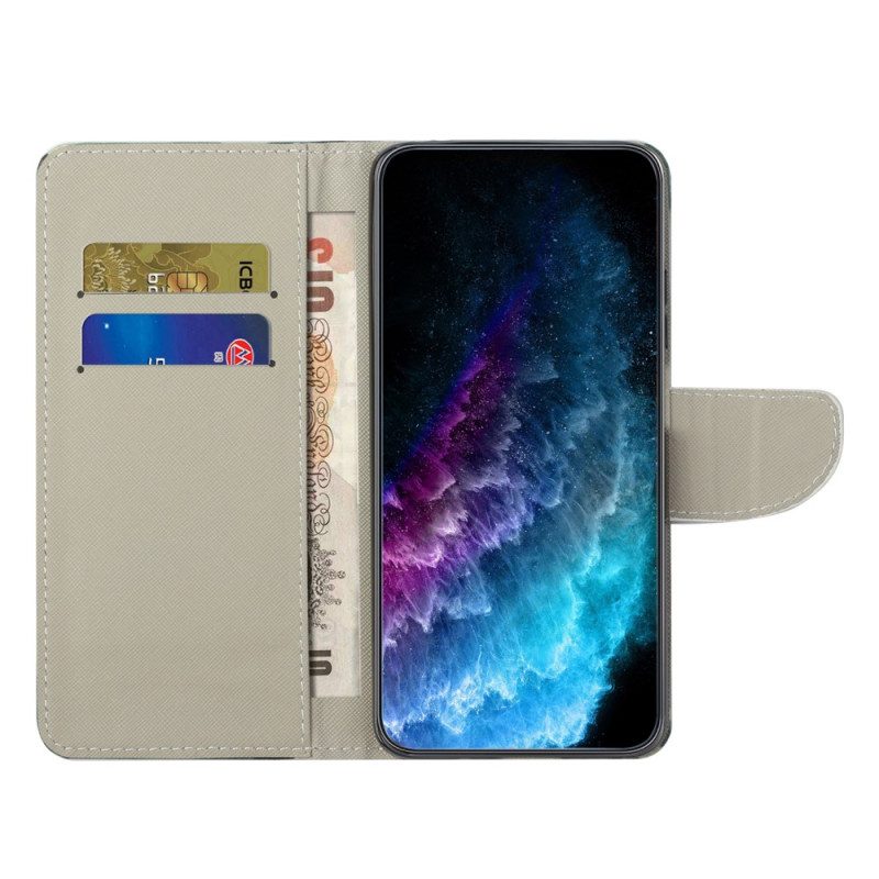 Custodia in pelle Moto G73 5G Albero Con Foglie Verdi