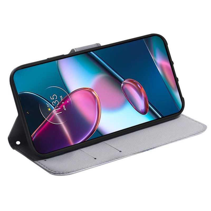 Custodia in pelle Moto G73 5G Cordino Leone