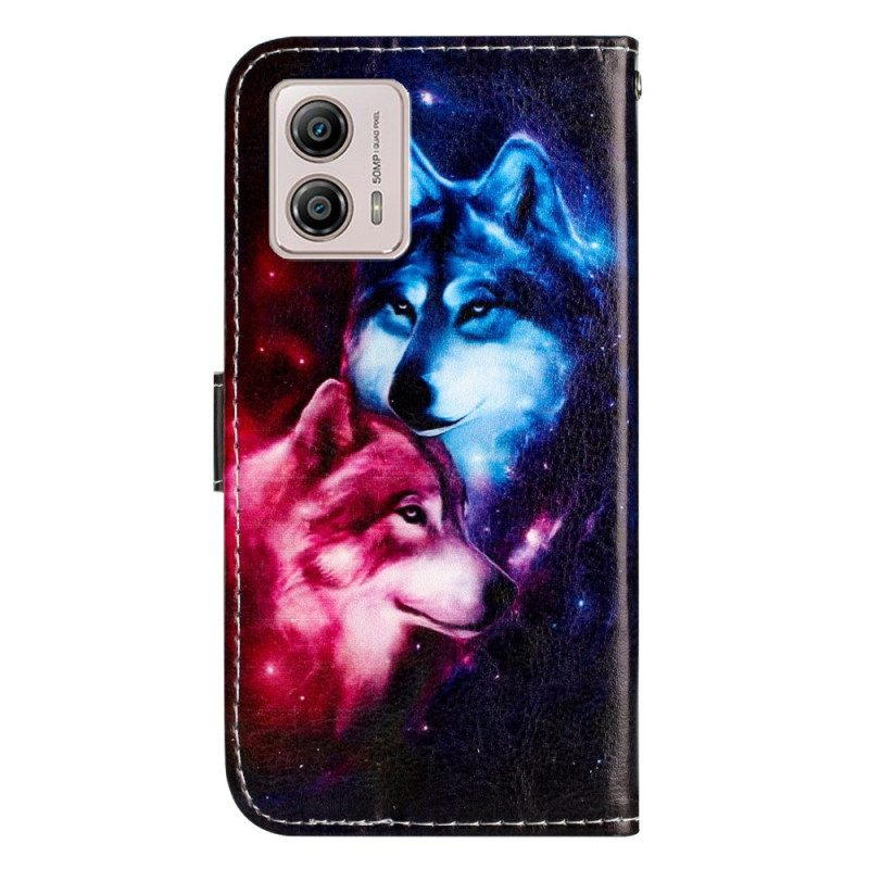 Custodia in pelle Moto G73 5G Due Lupi In Cinghie