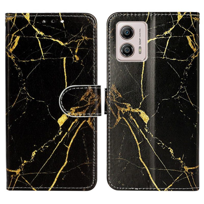 Custodia in pelle Moto G73 5G Marmo